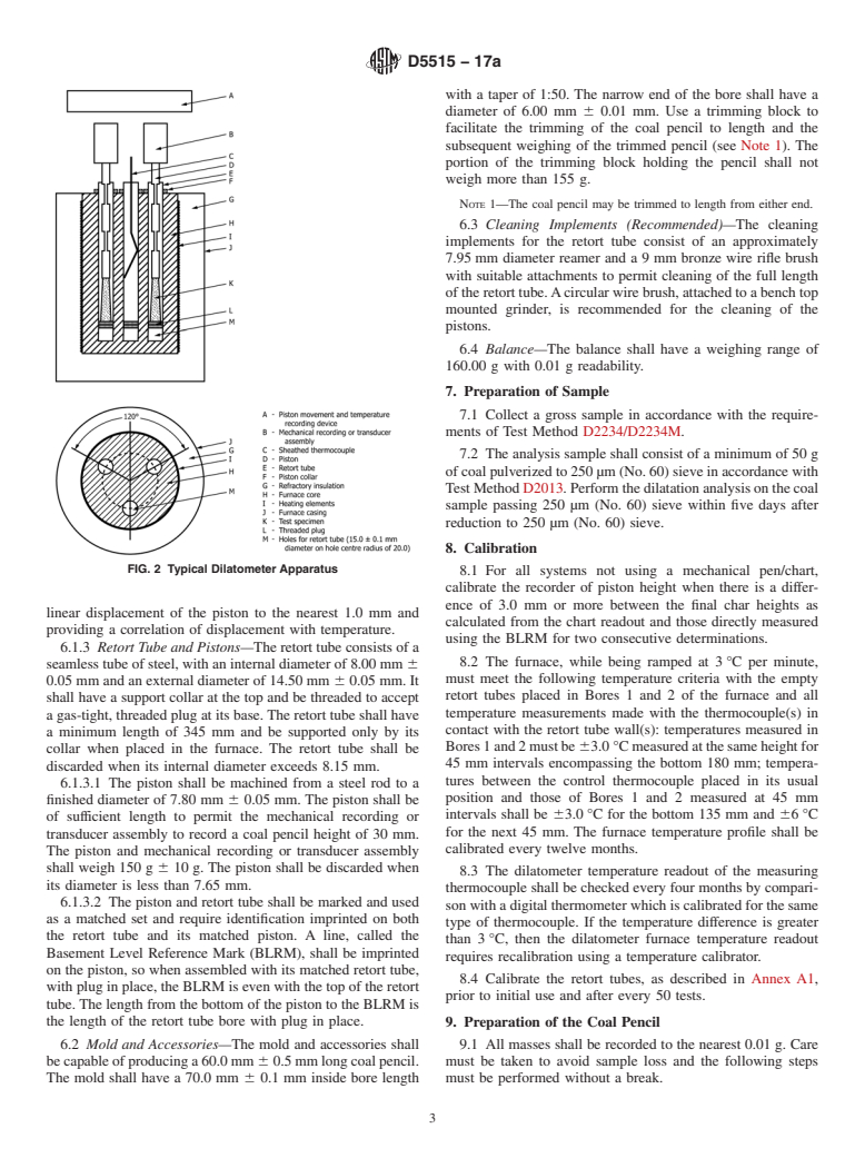 ASTM D5515-17a - Standard Test Method for  Determination of the Swelling Properties of Bituminous Coal  Using a Dilatometer