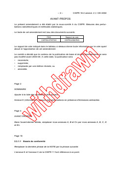 CISPR 16-2:1996/AMD2:2002 CISPR 16-2:1996/AMD2:2002 - Amendment 2 - Specification for radio disturbance and immunity measuring apparatus and methods - Part 2: Methods of measurement of disturbances and immunity
Released:8/9/2002
Isbn:2831865182 - Page 2 preview