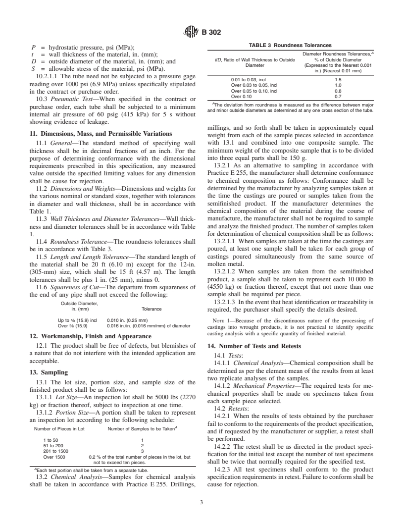 ASTM B302-00 - Standard Specification for Threadless Copper Pipe, Standard Sizes