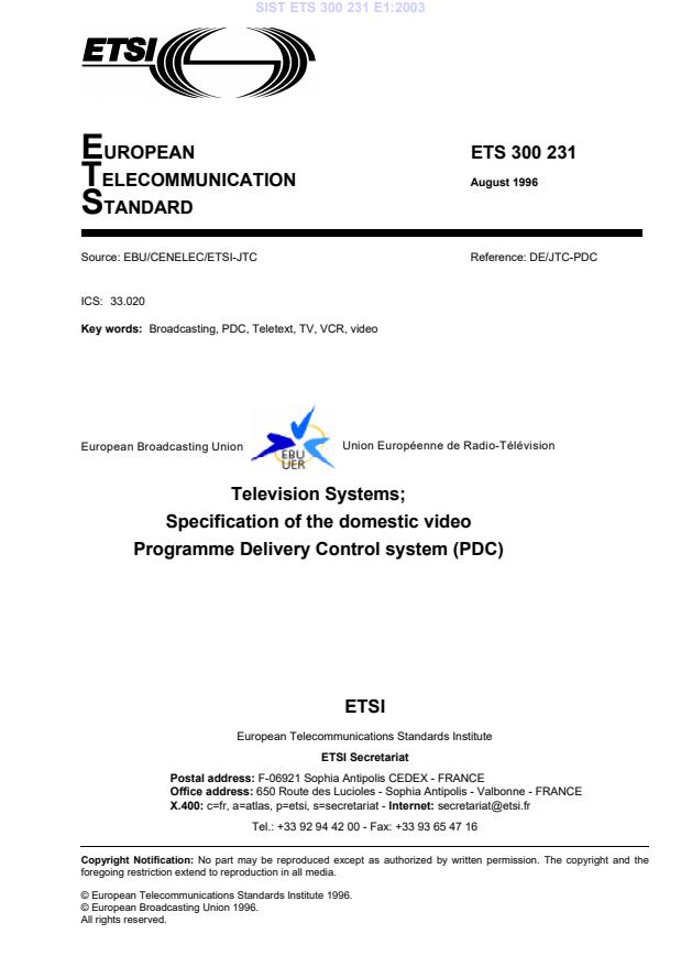 ETS 300 231 E1:2003