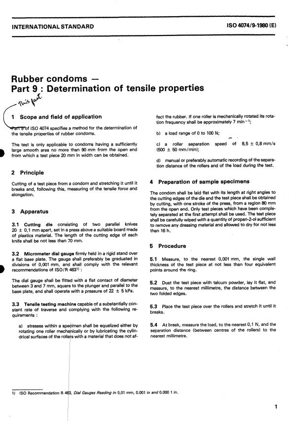 ISO 4074-9:1980 - Rubber condoms