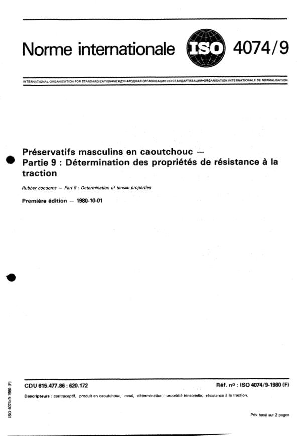 ISO 4074-9:1980 - Préservatifs masculins en caoutchouc