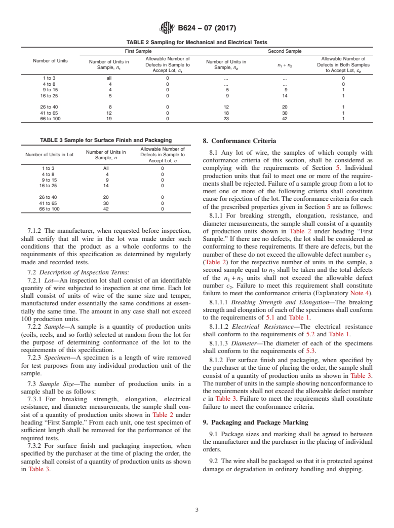 ASTM B624-07(2017) - Standard Specification for High-Strength, High-Conductivity Copper-Alloy Wire for Electronic  Application