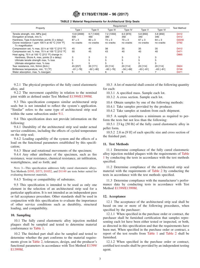 ASTM E1783/E1783M-96(2017) - Standard Specification for Preformed Architectural Strip Seals for Buildings and Parking  Structures