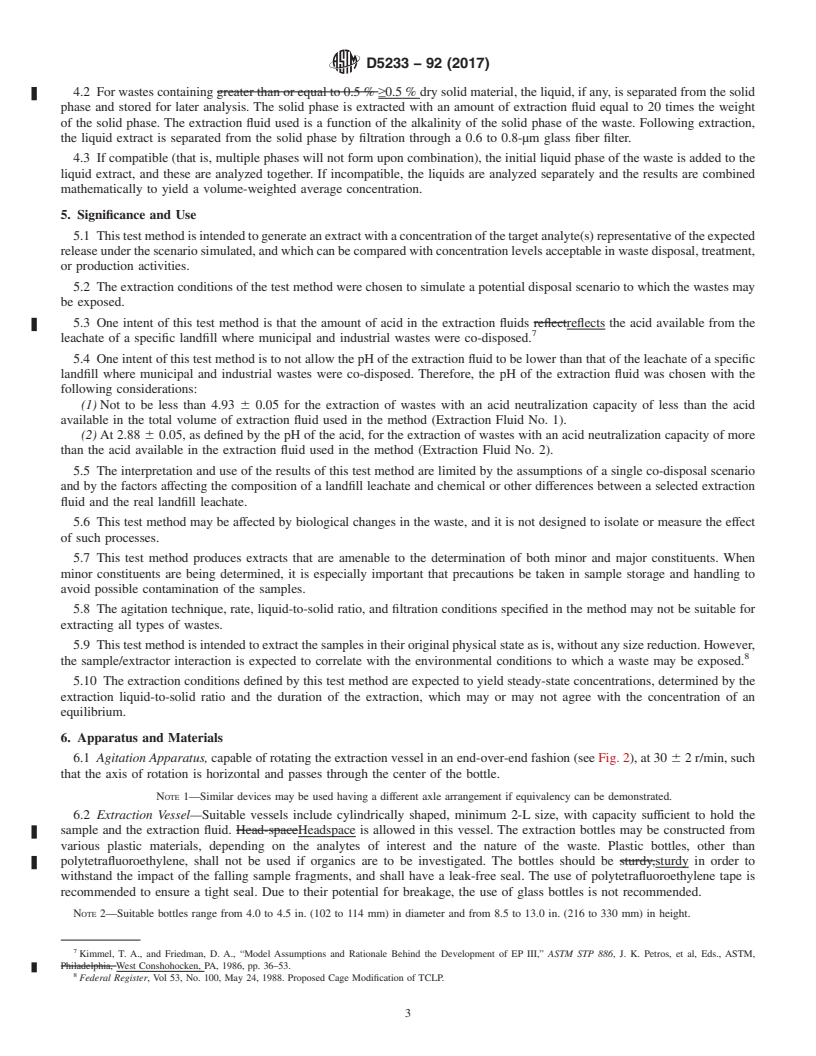 REDLINE ASTM D5233-92(2017) - Standard Test Method for  Single Batch Extraction Method for Wastes