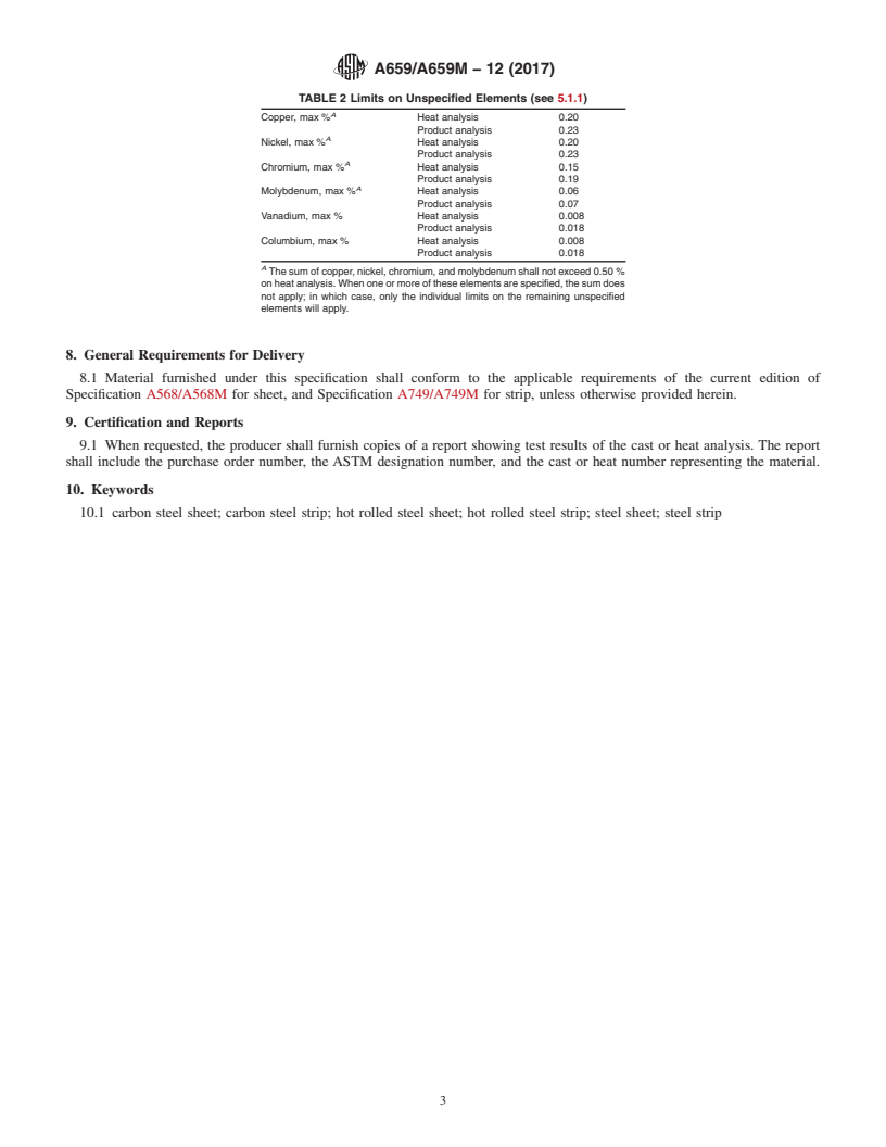 REDLINE ASTM A659/A659M-12(2017) - Standard Specification for  Commercial Steel (CS), Sheet and Strip, Carbon (0.16 Maximum  to 0.25 Maximum Percent), Hot-Rolled