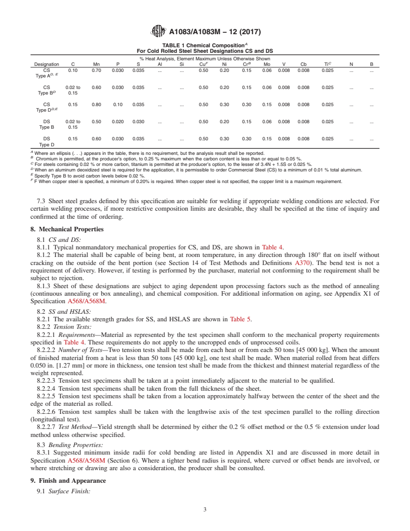 REDLINE ASTM A1083/A1083M-12(2017) - Standard Specification for Steel, Sheet, Cold-Rolled, Carbon, Structural, High-Strength  Low-Alloy, Produced by Twin-Roll Casting Process