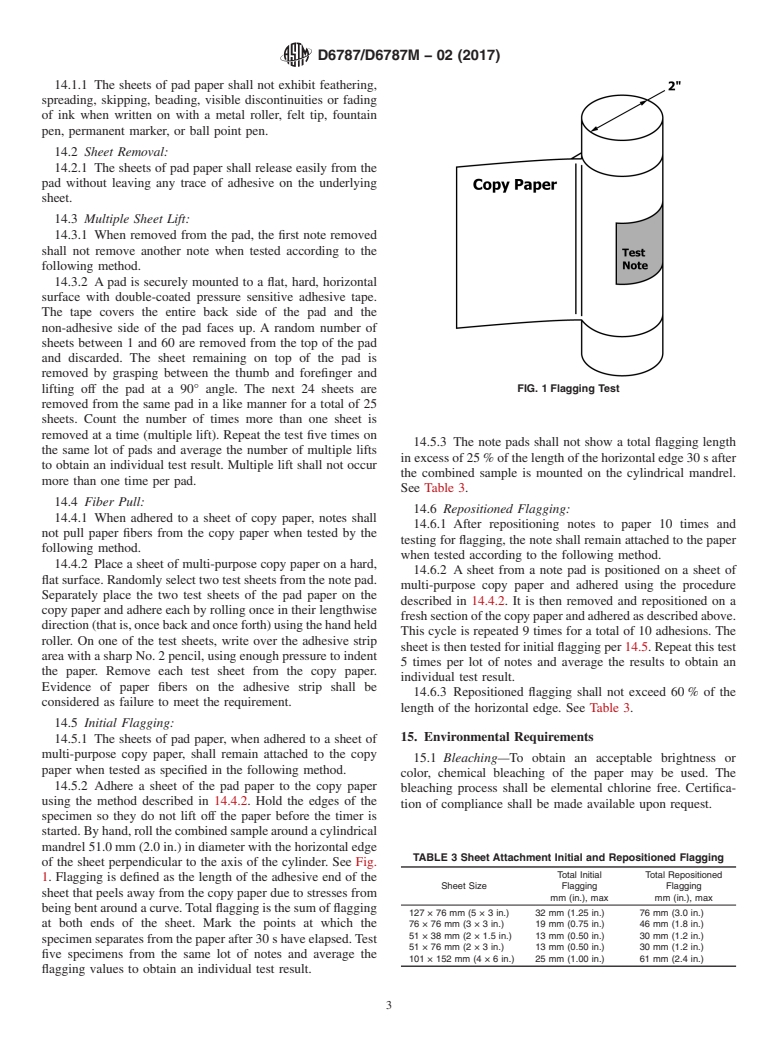 ASTM D6787/D6787M-02(2017) - Standard Specification for  Repositionable Note Pad