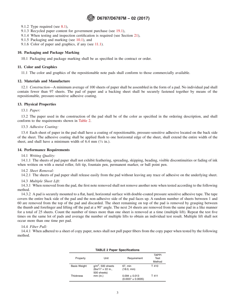 REDLINE ASTM D6787/D6787M-02(2017) - Standard Specification for  Repositionable Note Pad