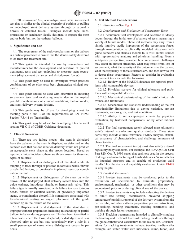 ASTM F2394-07(2017) - Standard Guide for  Measuring Securement of Balloon Expandable Vascular Stent Mounted  on Delivery System