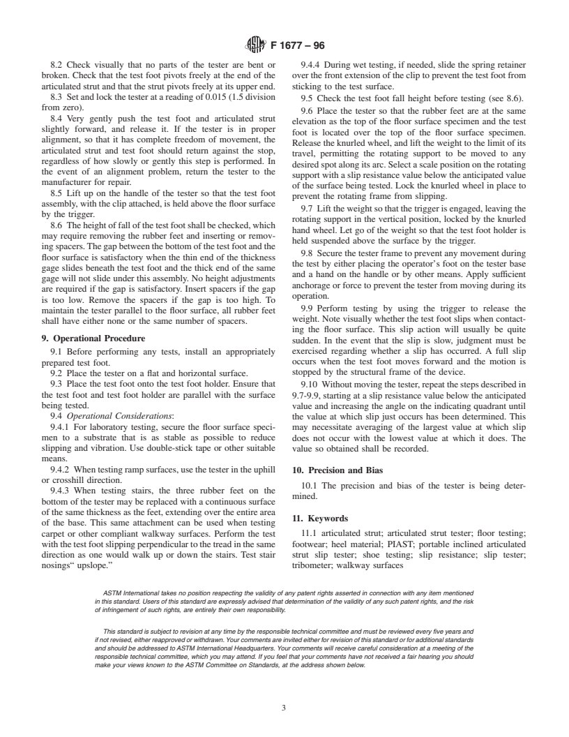 ASTM F1677-96 - Standard Test Method for Using a Portable Inclineable Articulated Strut Slip Tester (PIAST)