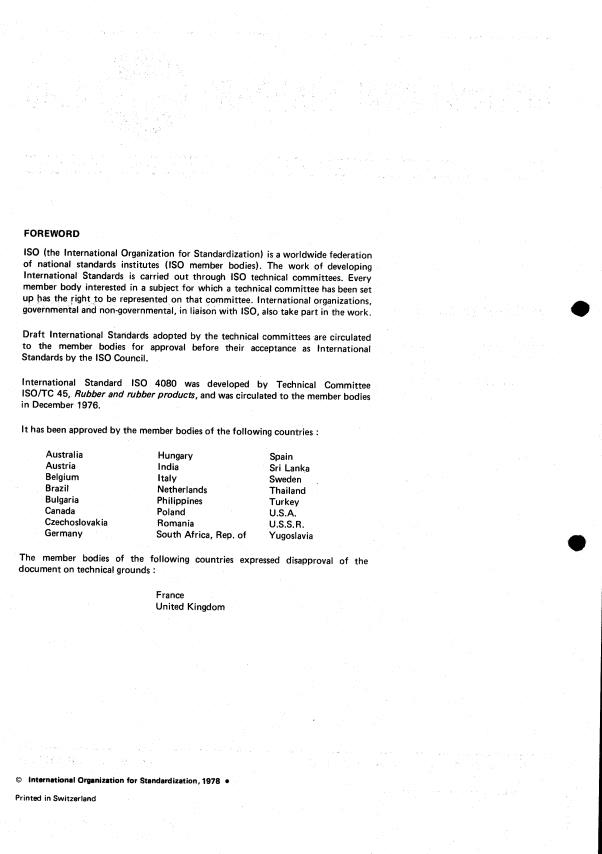 ISO 4080:1978 ISO 4080:1978 - Rubber products -- Hoses -- Determination of gas permeance - Page 2 preview