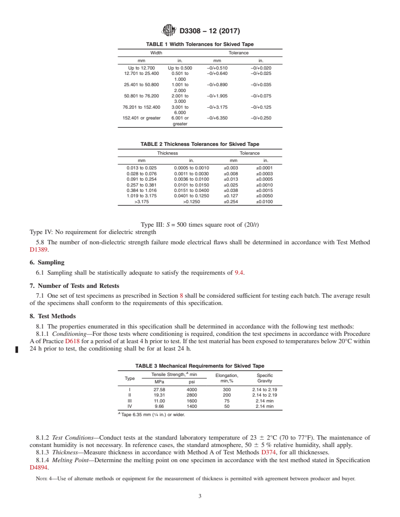 REDLINE ASTM D3308-12(2017) - Standard Specification for  PTFE Resin Skived Tape