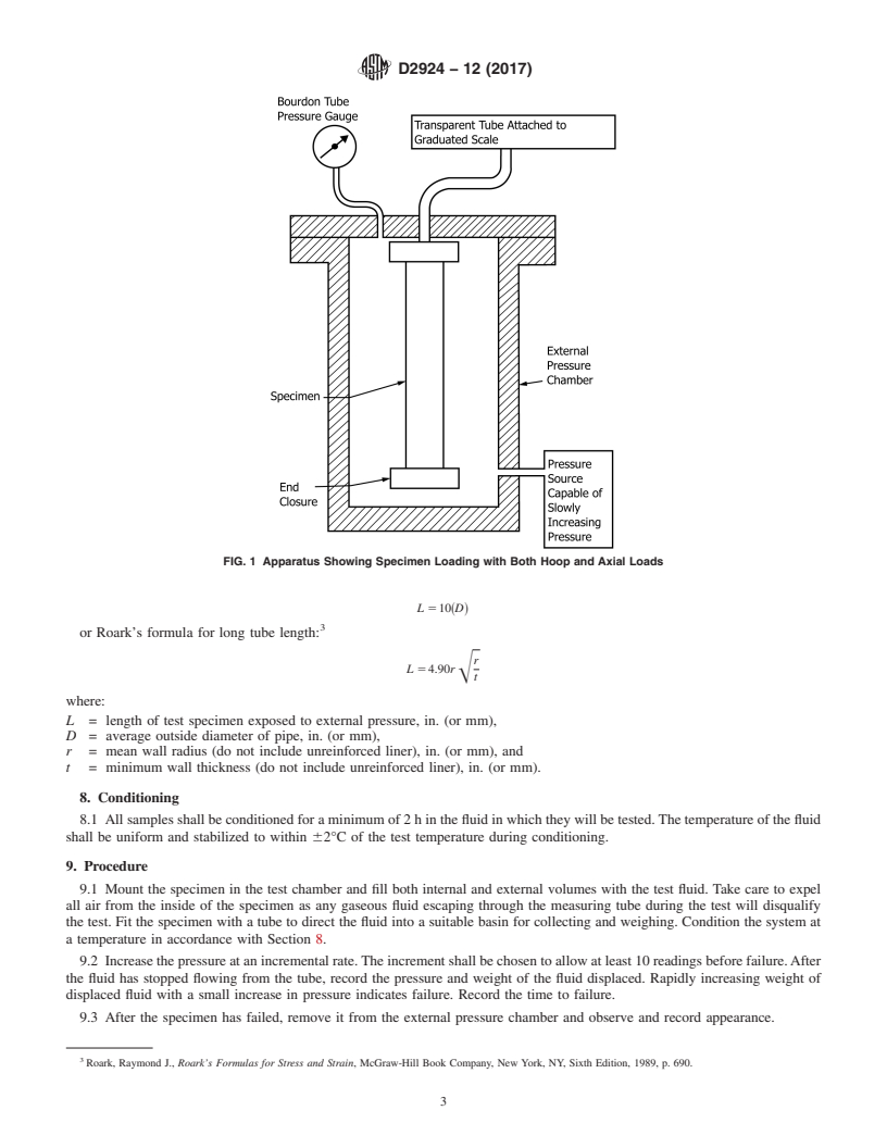 REDLINE ASTM D2924-12(2017) - Standard Test Method for External Pressure Resistance of &#x201c;Fiberglass&#x201d;<brk  /> (Glass-Fiber-Reinforced Thermosetting-Resin) Pipe