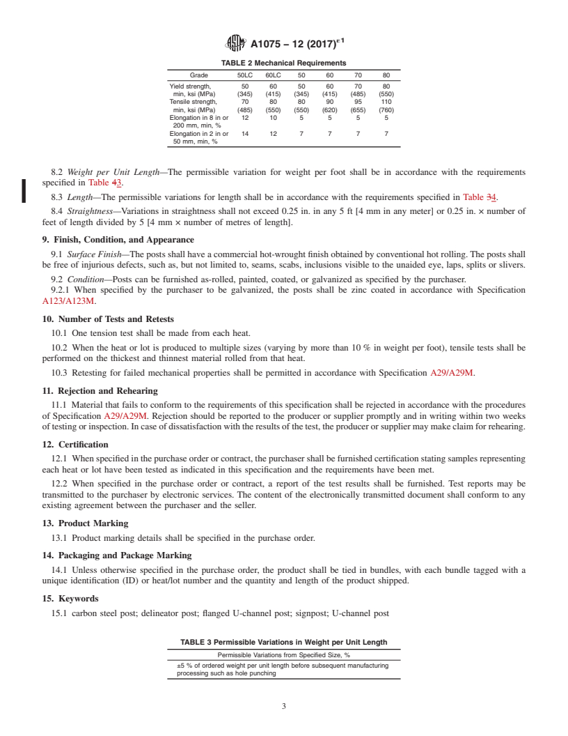 REDLINE ASTM A1075-12(2017)e1 - Standard Specification for Flanged Steel U-Channel Posts