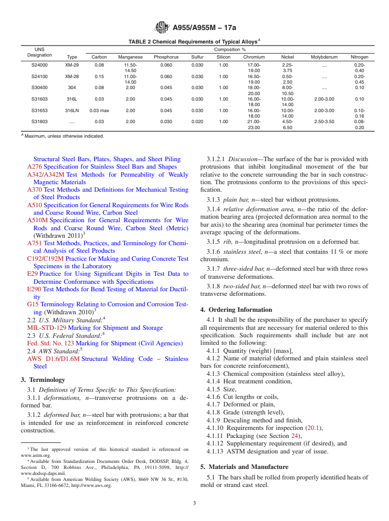 ASTM A955/A955M-17a - Standard Specification for  Deformed and Plain Stainless-Steel Bars for Concrete Reinforcement