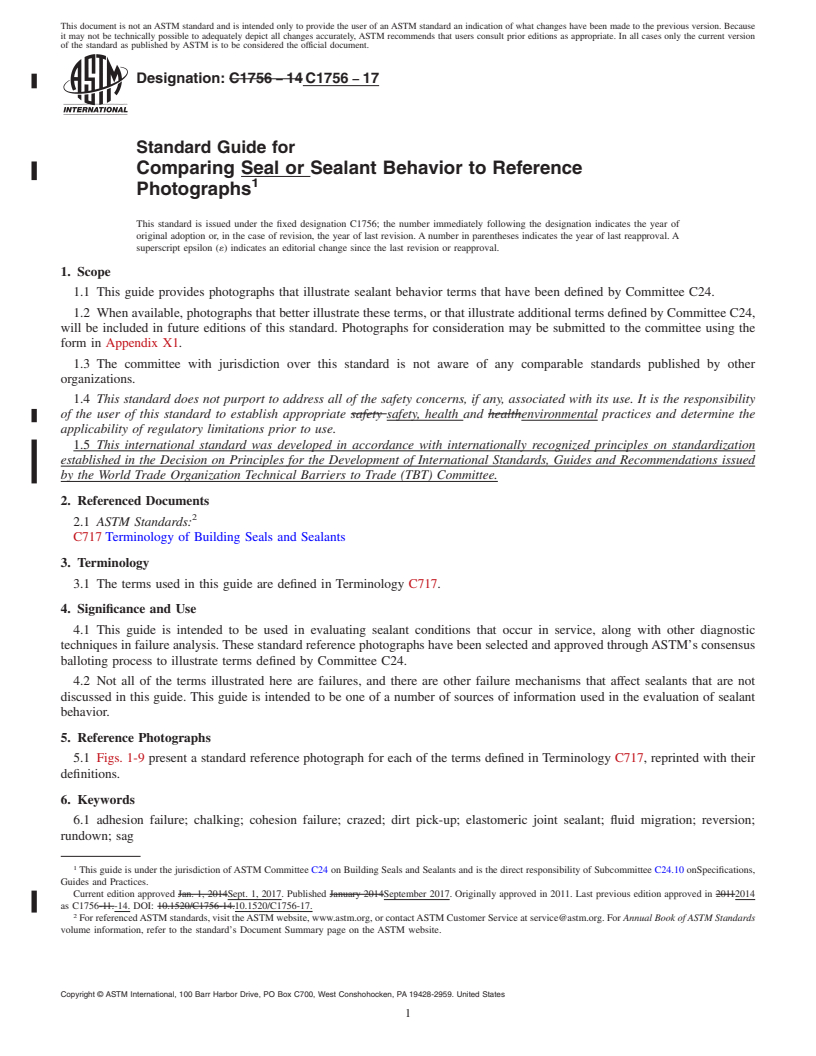 REDLINE ASTM C1756-17 - Standard Guide for  Comparing Seal or Sealant Behavior to Reference Photographs
