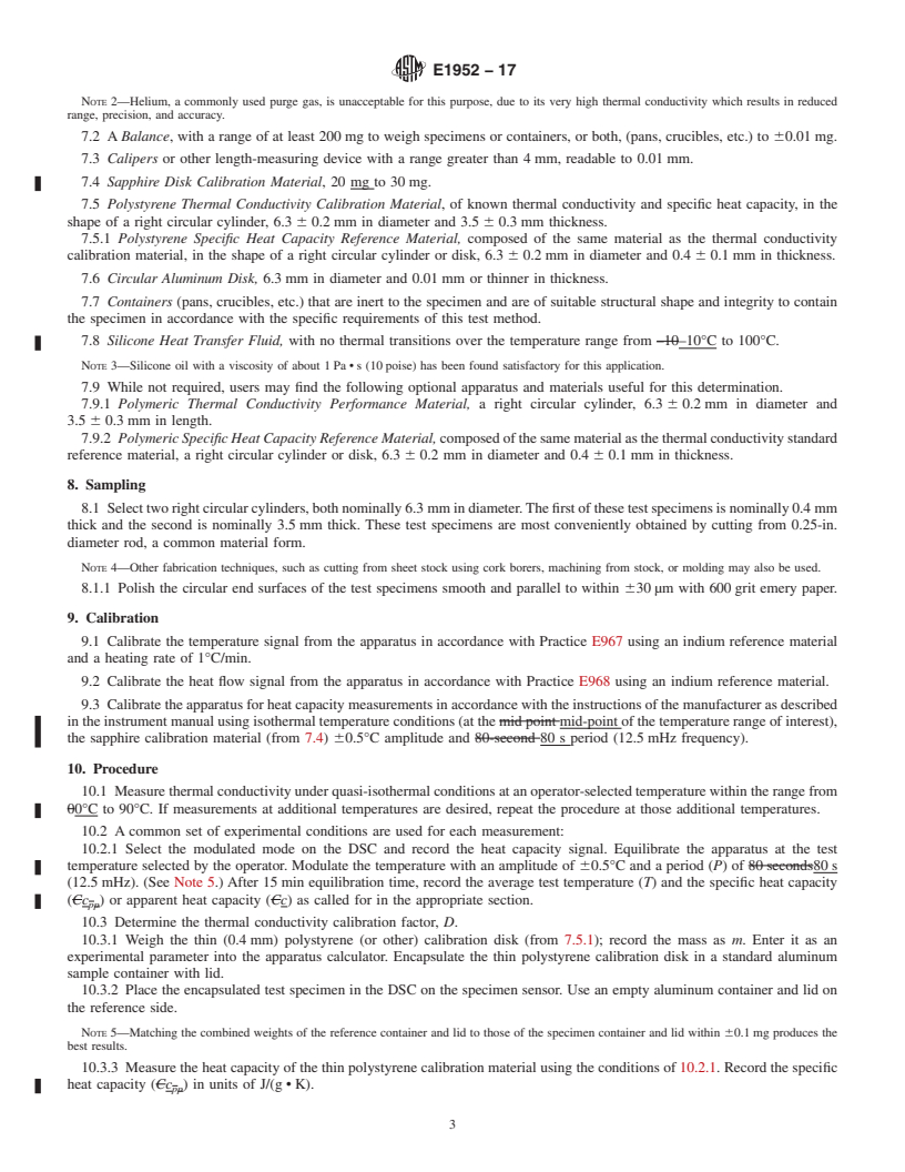 REDLINE ASTM E1952-17 - Standard Test Method for  Thermal Conductivity and Thermal Diffusivity by Modulated Temperature  Differential Scanning Calorimetry