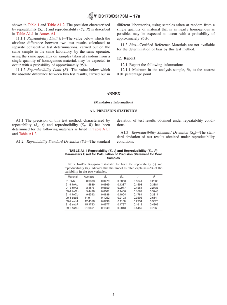 ASTM D3173/D3173M-17a - Standard Test Method for  Moisture in the Analysis Sample of Coal and Coke