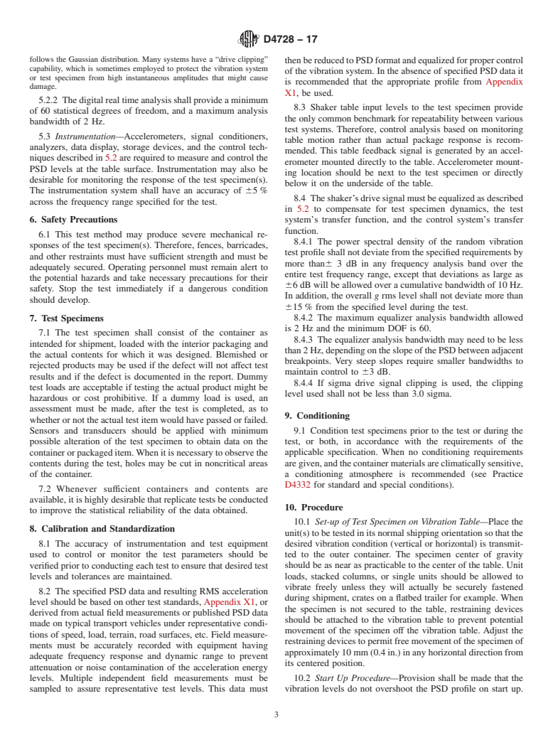 ASTM D4728-17 - Standard Test Method for Random Vibration Testing of Shipping Containers