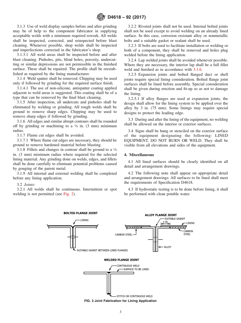 ASTM D4618-92(2017) - Standard Specification for Design and Fabrication of Flue Gas Desulfurization System Components   for Protective Lining Application