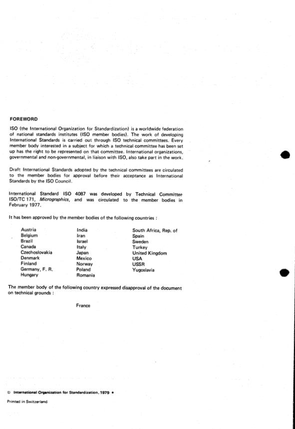 ISO 4087:1979 ISO 4087:1979 - Microfilming of newspapers on 35 mm unperforated microfilm for archival purposes - Page 2 preview