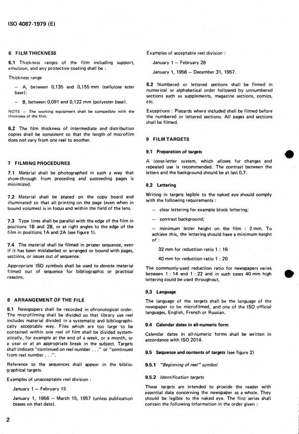 ISO 4087:1979 ISO 4087:1979 - Microfilming of newspapers on 35 mm unperforated microfilm for archival purposes - Page 4 preview