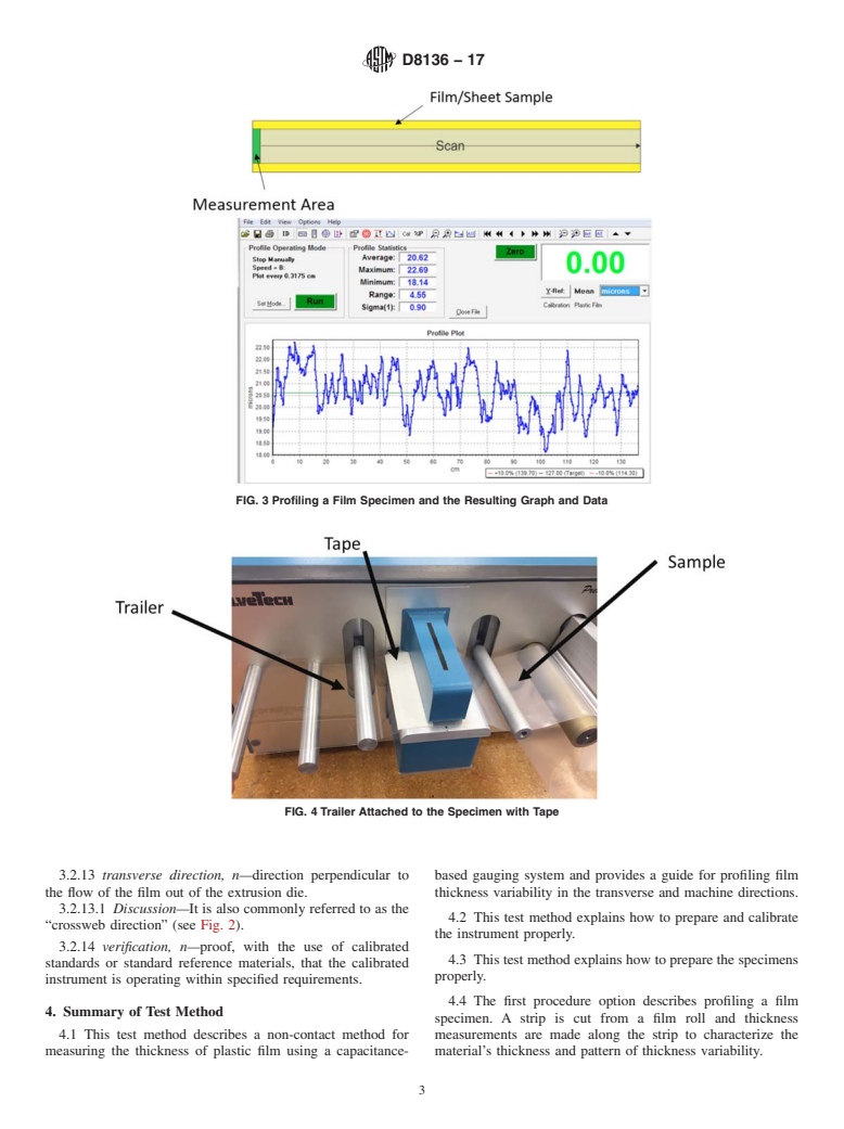 ASTM D8136-17 - Standard Test Method for Determining Plastic Film Thickness and Thickness Variability  Using a Non-Contact Capacitance Thickness Gauge