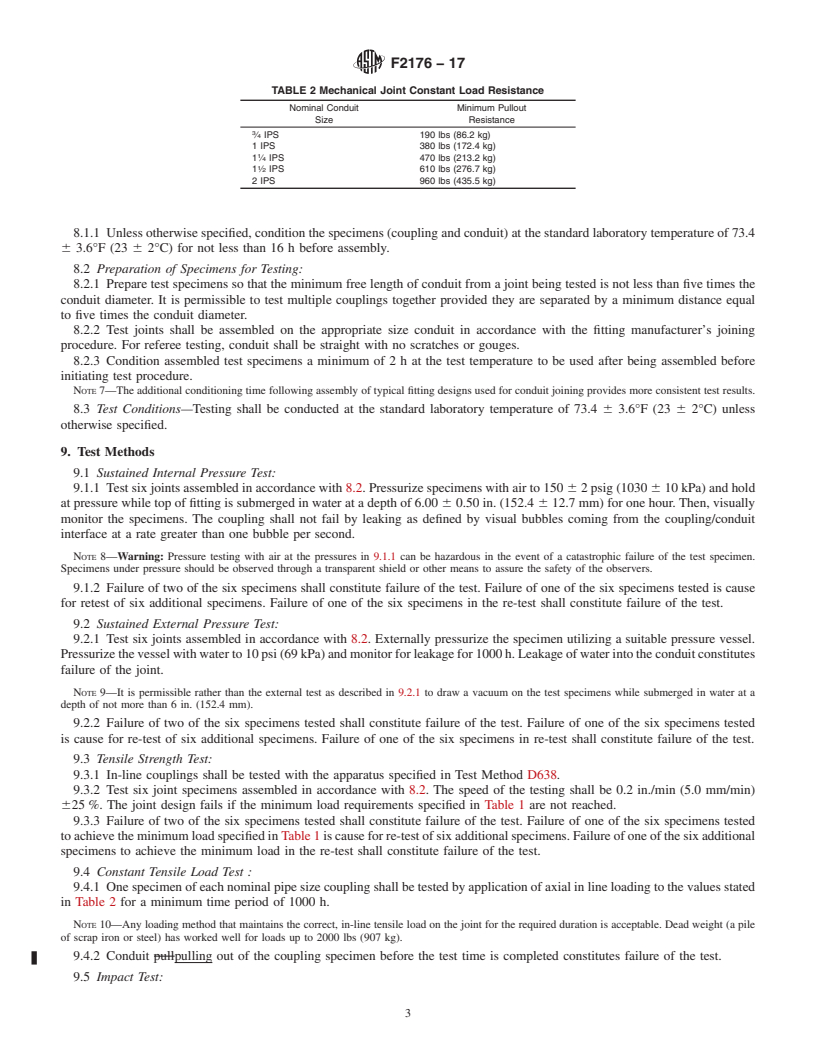 REDLINE ASTM F2176-17 - Standard Specification for  Mechanical Couplings Used on Polyethylene Conduit, Duct and  Innerduct