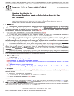 ASTM F2176-17 REDLINE ASTM F2176-17 - Standard Specification for Mechanical Couplings Used on Polyethylene Conduit, Duct and Innerduct - Page 1 preview