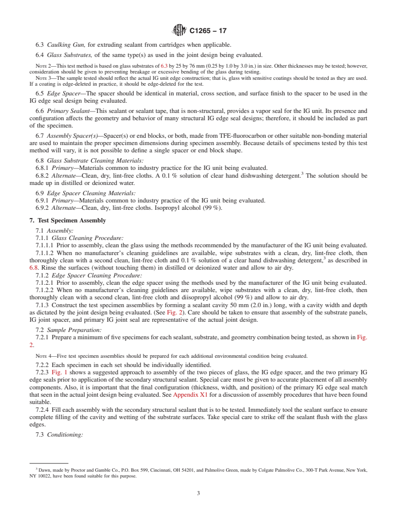 REDLINE ASTM C1265-17 - Standard Test Method for  Determining the Tensile Properties of an Insulating Glass Edge  Seal for Structural Glazing Applications