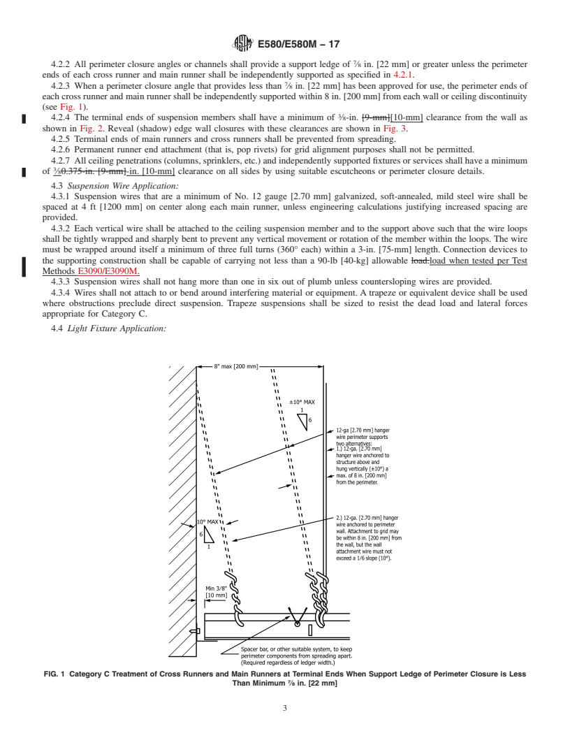 REDLINE ASTM E580/E580M-17 - Standard Practice for  Installation of Ceiling Suspension Systems for Acoustical Tile  and Lay-in Panels in Areas Subject to Earthquake Ground Motions