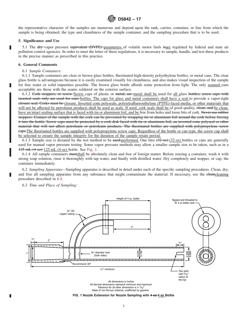 REDLINE ASTM D5842-17 - Standard Practice for Sampling and Handling of Fuels for Volatility Measurement