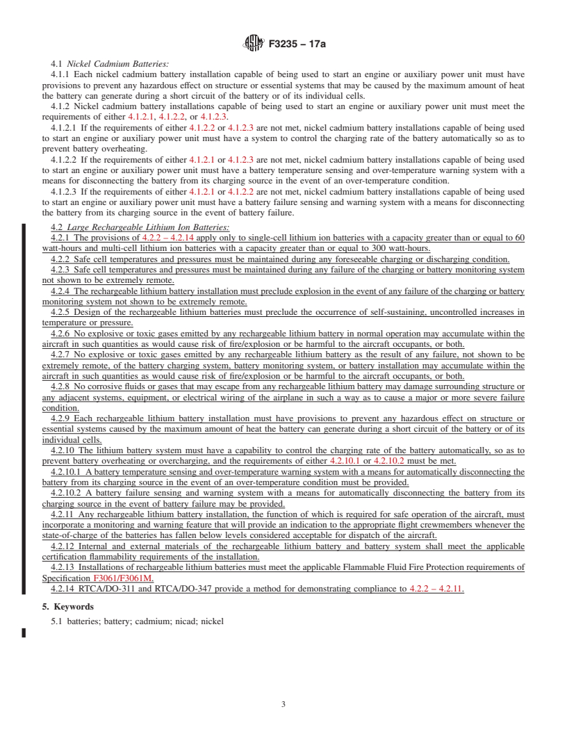 REDLINE ASTM F3235-17a - Standard Specification for Aircraft Storage Batteries