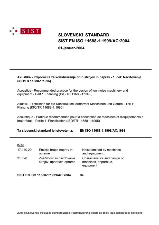 EN ISO 11688-1:1999/AC:2004