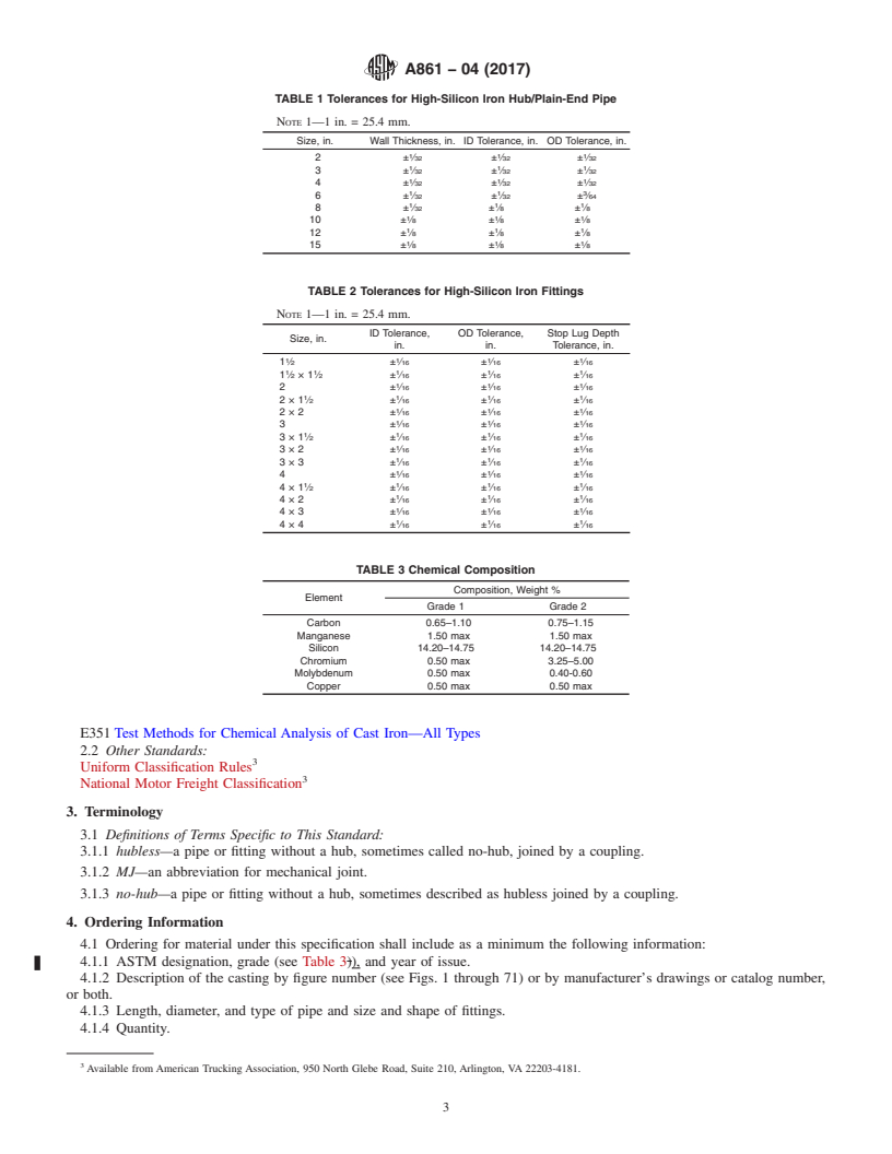 REDLINE ASTM A861-04(2017) - Standard Specification for  High-Silicon Iron Pipe and Fittings