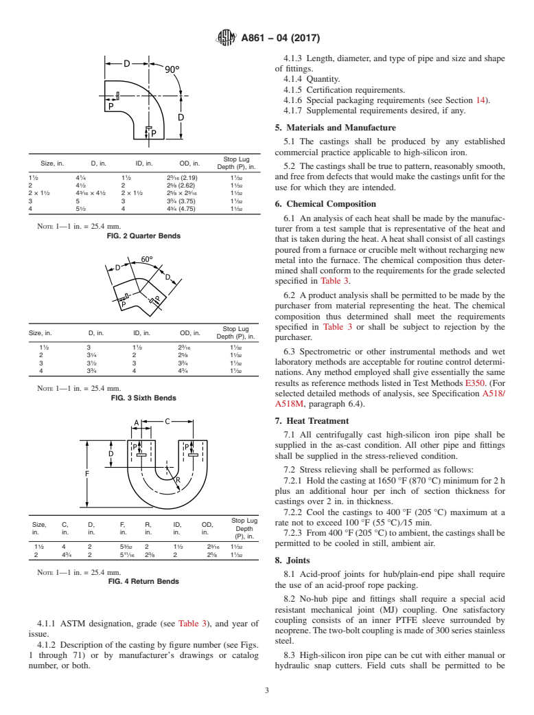 ASTM A861-04(2017) - Standard Specification for  High-Silicon Iron Pipe and Fittings