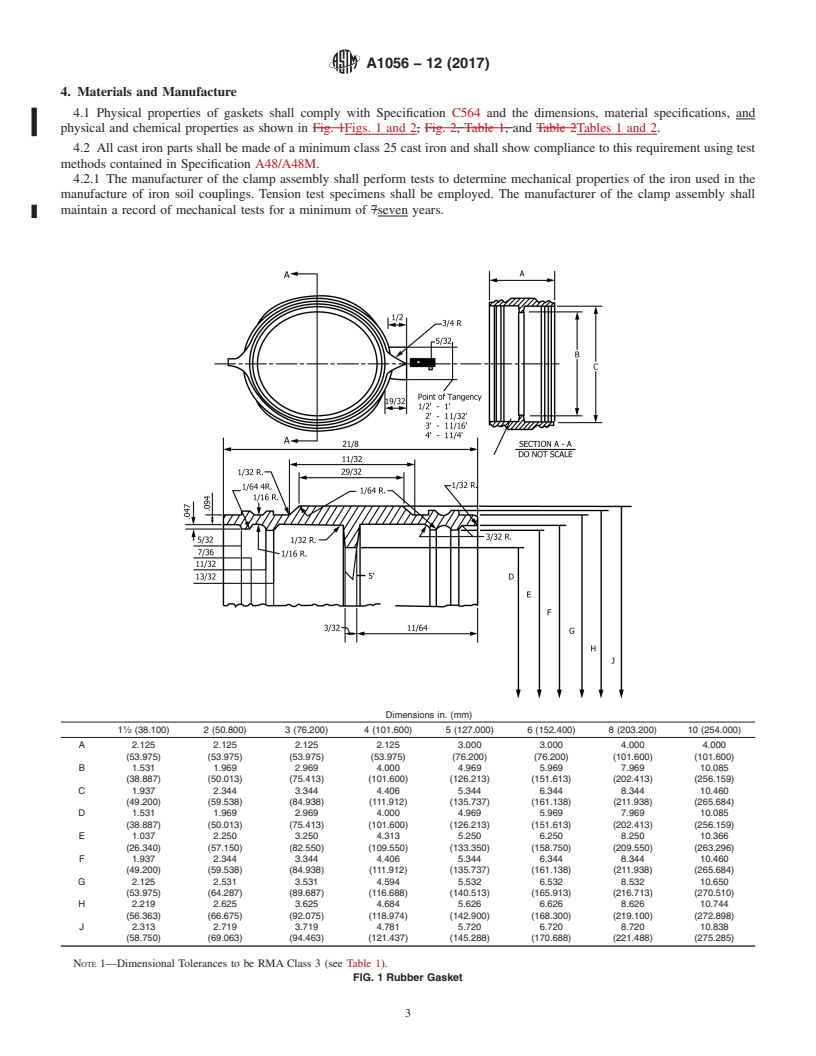 REDLINE ASTM A1056-12(2017) - Standard Specification for  Cast Iron Couplings Used for Joining Hubless Cast Iron Soil  Pipe and Fittings