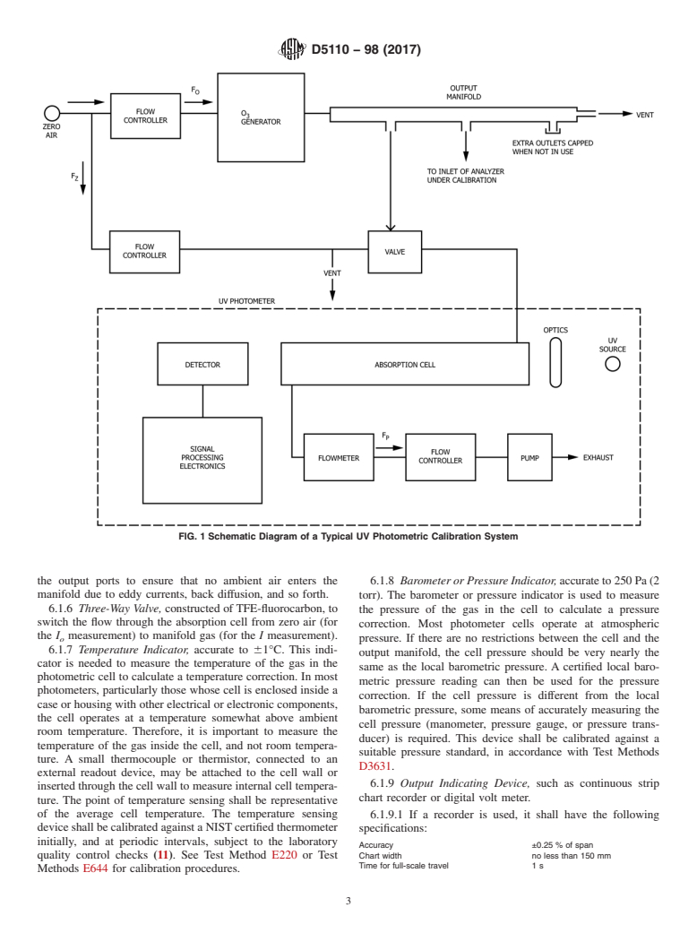 ASTM D5110-98(2017) - Standard Practice for  Calibration of Ozone Monitors and Certification of Ozone Transfer  Standards Using Ultraviolet Photometry