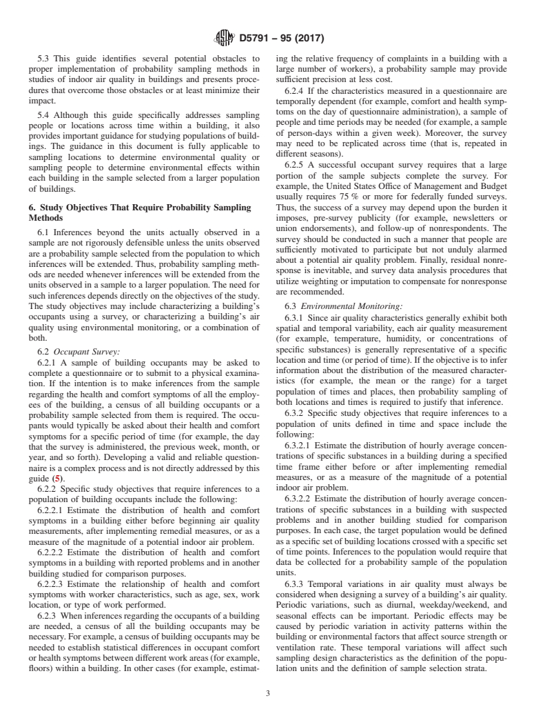 ASTM D5791-95(2017) - Standard Guide for  Using Probability Sampling Methods in Studies of Indoor Air Quality in Buildings