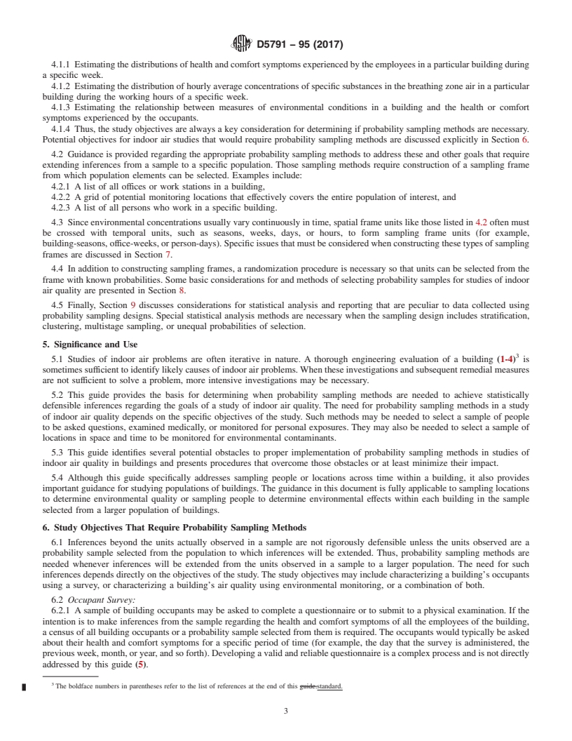 REDLINE ASTM D5791-95(2017) - Standard Guide for  Using Probability Sampling Methods in Studies of Indoor Air Quality in Buildings