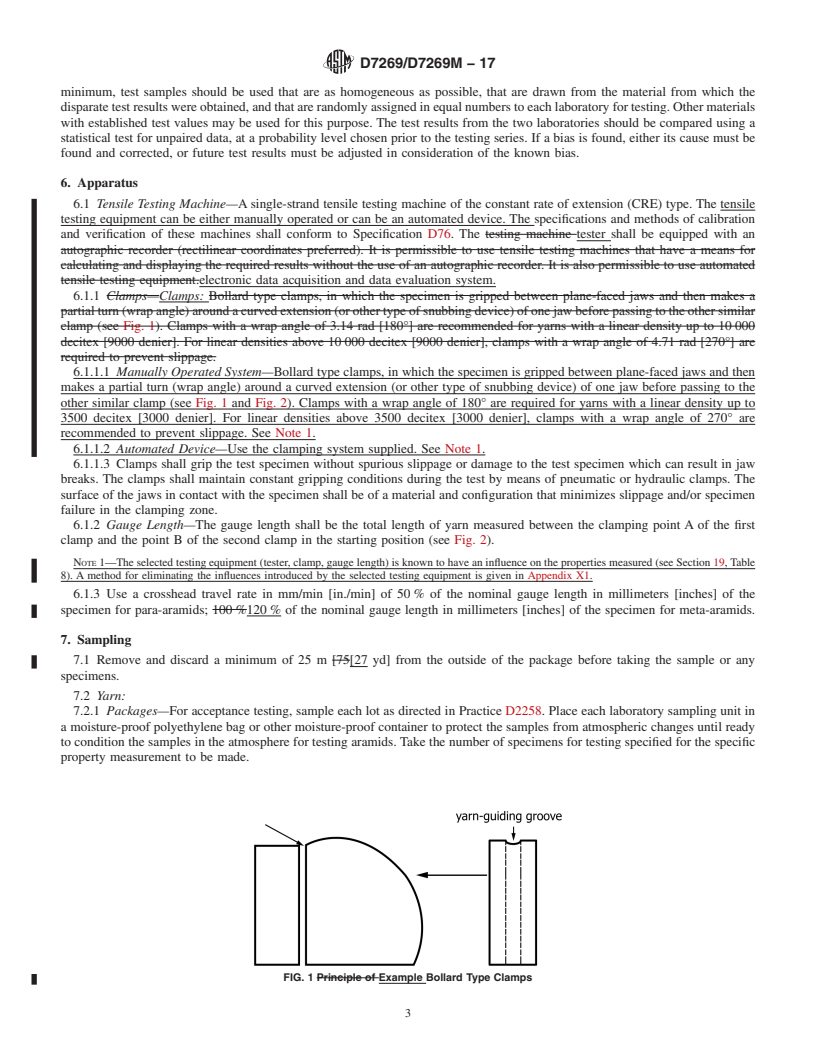 REDLINE ASTM D7269/D7269M-17 - Standard Test Methods for  Tensile Testing of Aramid Yarns