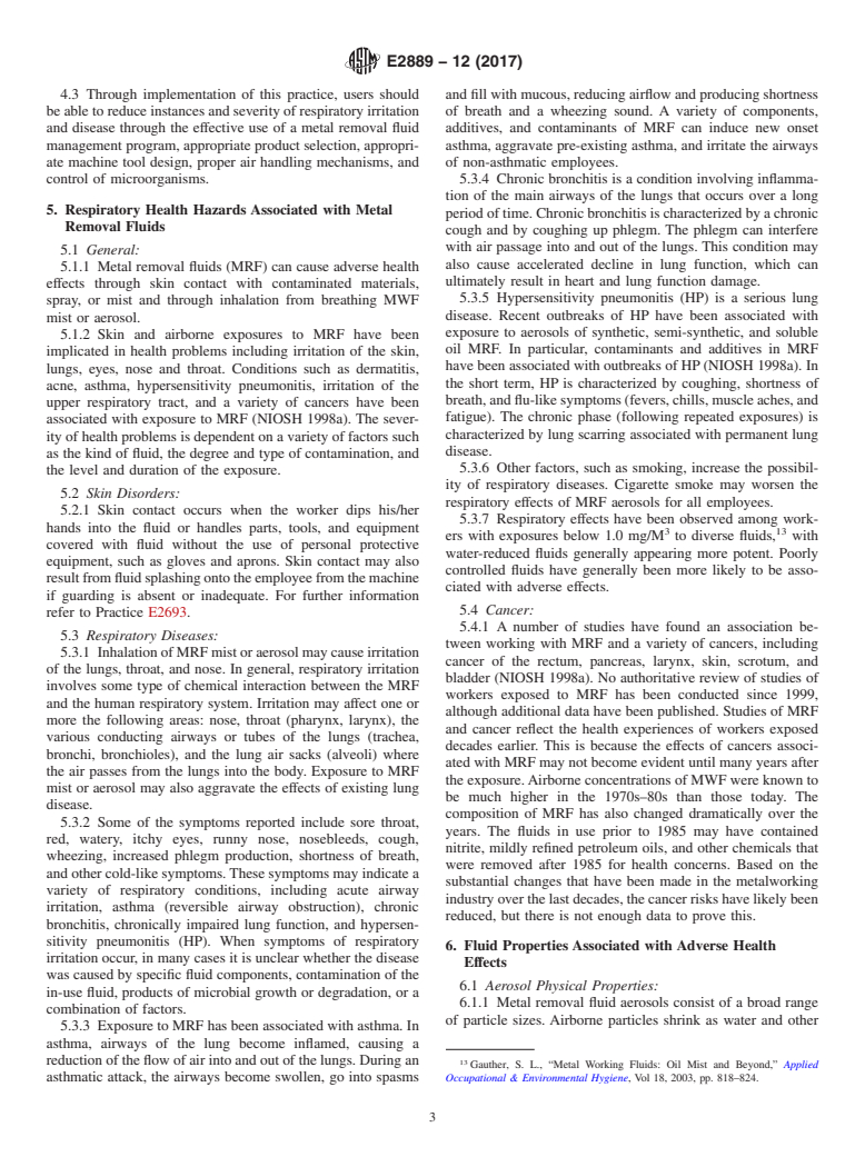 ASTM E2889-12(2017) - Standard Practice for Control of Respiratory Hazards in the Metal Removal Fluid Environment