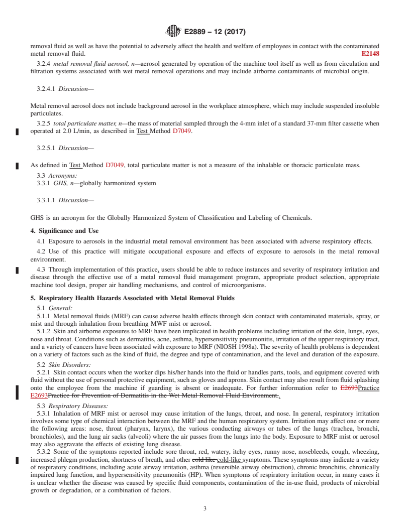 REDLINE ASTM E2889-12(2017) - Standard Practice for Control of Respiratory Hazards in the Metal Removal Fluid Environment