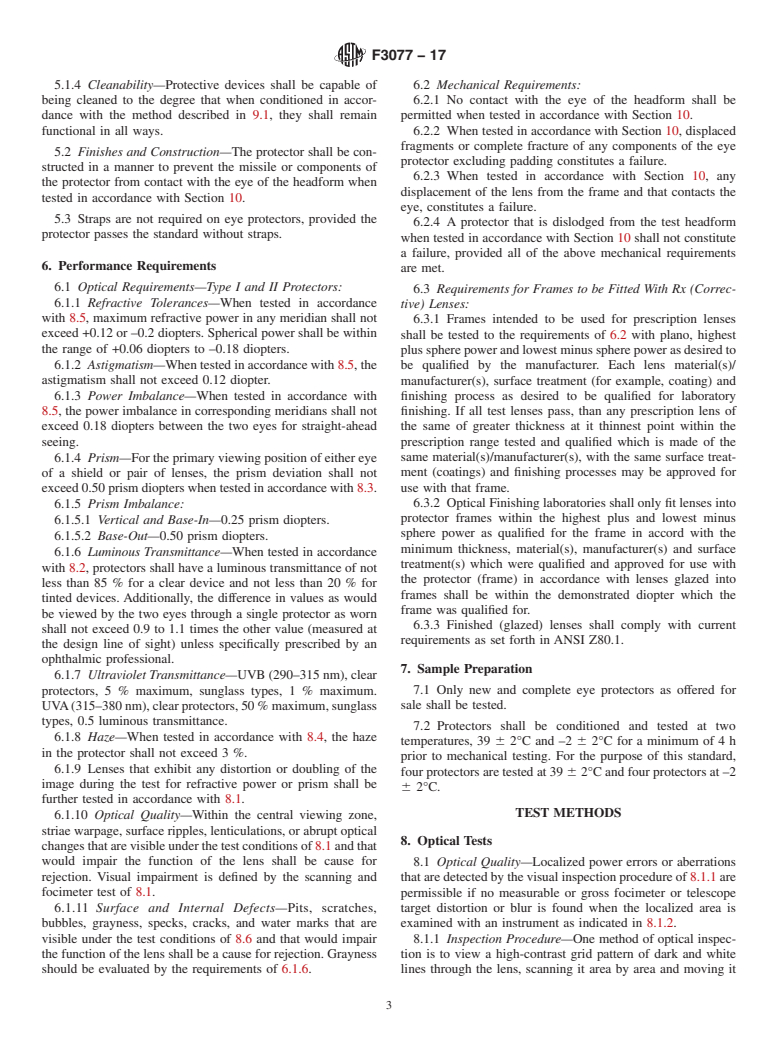 ASTM F3077-17 - Standard Specification for Eye Protectors for Women&#x2019;s Lacrosse