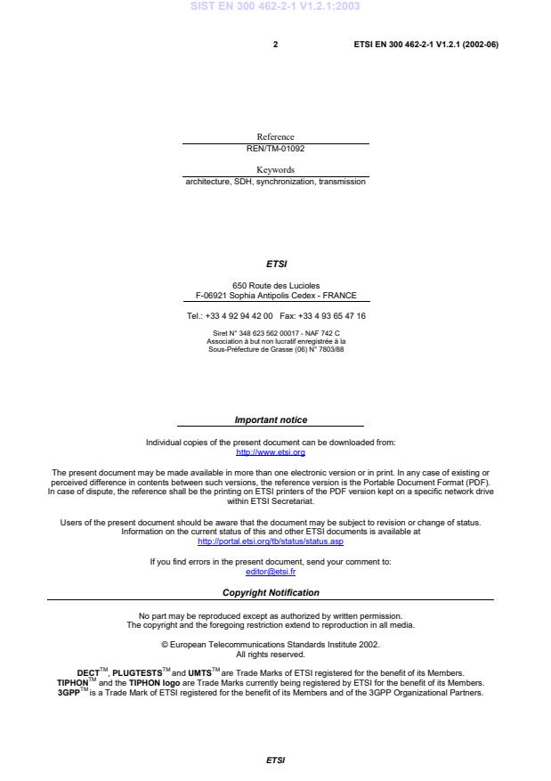 SIST EN 300 462-2-1 V1.2.1:2003 SIST EN 300 462-2-1 V1.2.1:2003 - Page 4 preview