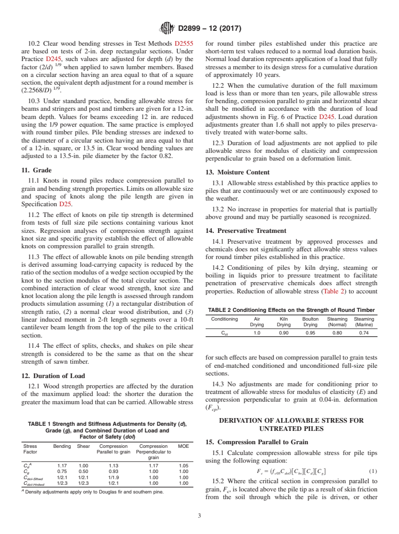 ASTM D2899-12(2017) - Standard Practice for Establishing Allowable Stresses for Round Timber Piles