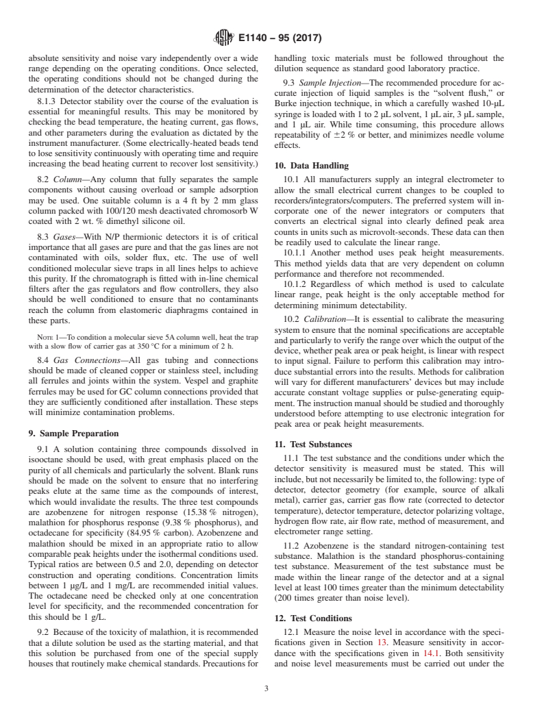 ASTM E1140-95(2017) - Standard Practice for Testing Nitrogen/Phosphorus Thermionic Ionization Detectors  for Use In Gas Chromatography