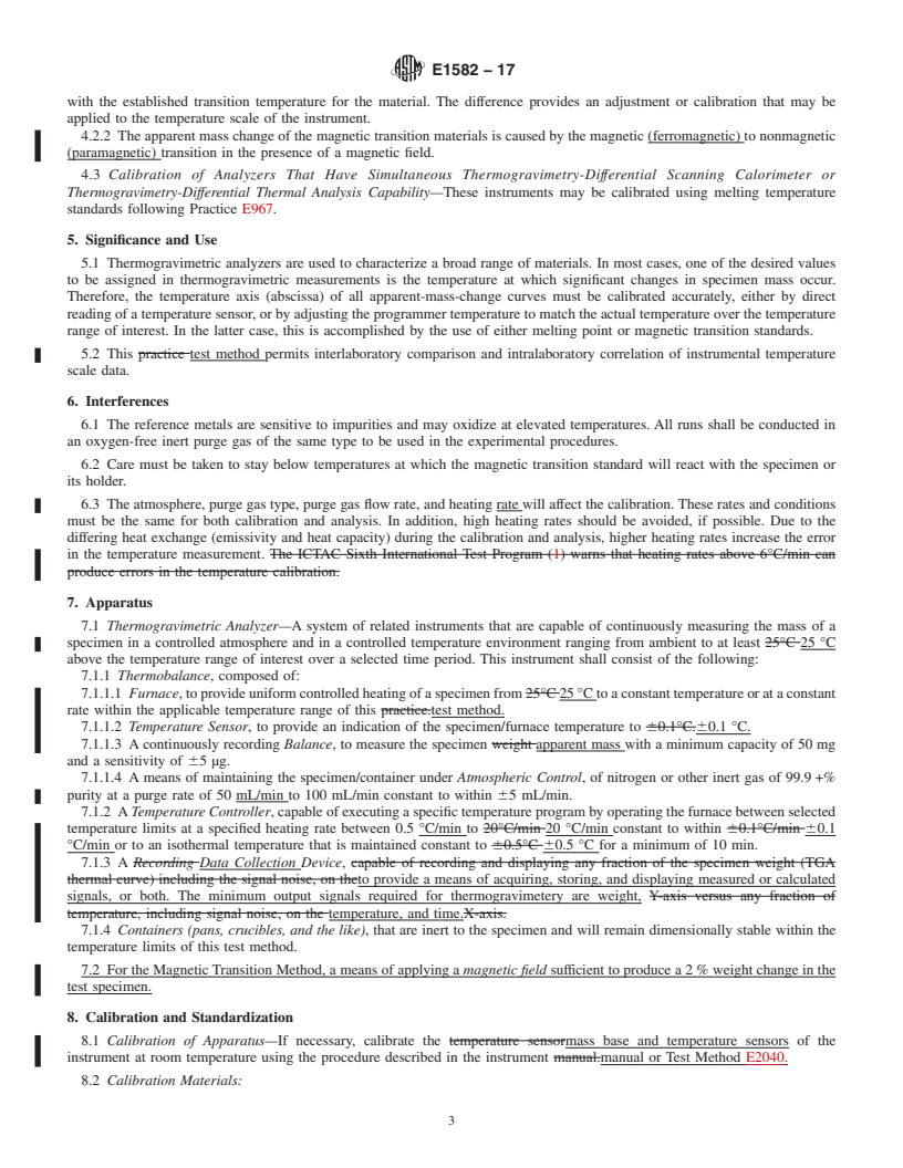 REDLINE ASTM E1582-17 - Standard Test Method for  Temperature Calibration of Thermogravimetric Analyzers