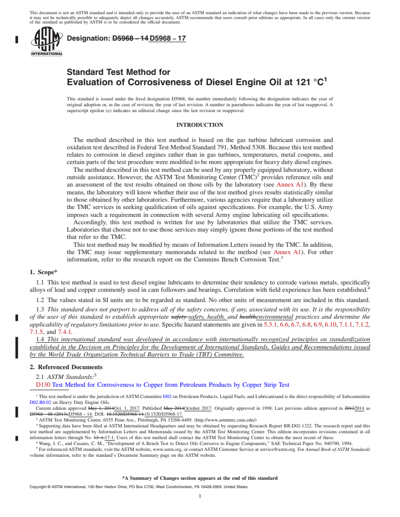 REDLINE ASTM D5968-17 - Standard Test Method for  Evaluation of Corrosiveness of Diesel Engine Oil at 121&#x2009;&#xb0;C